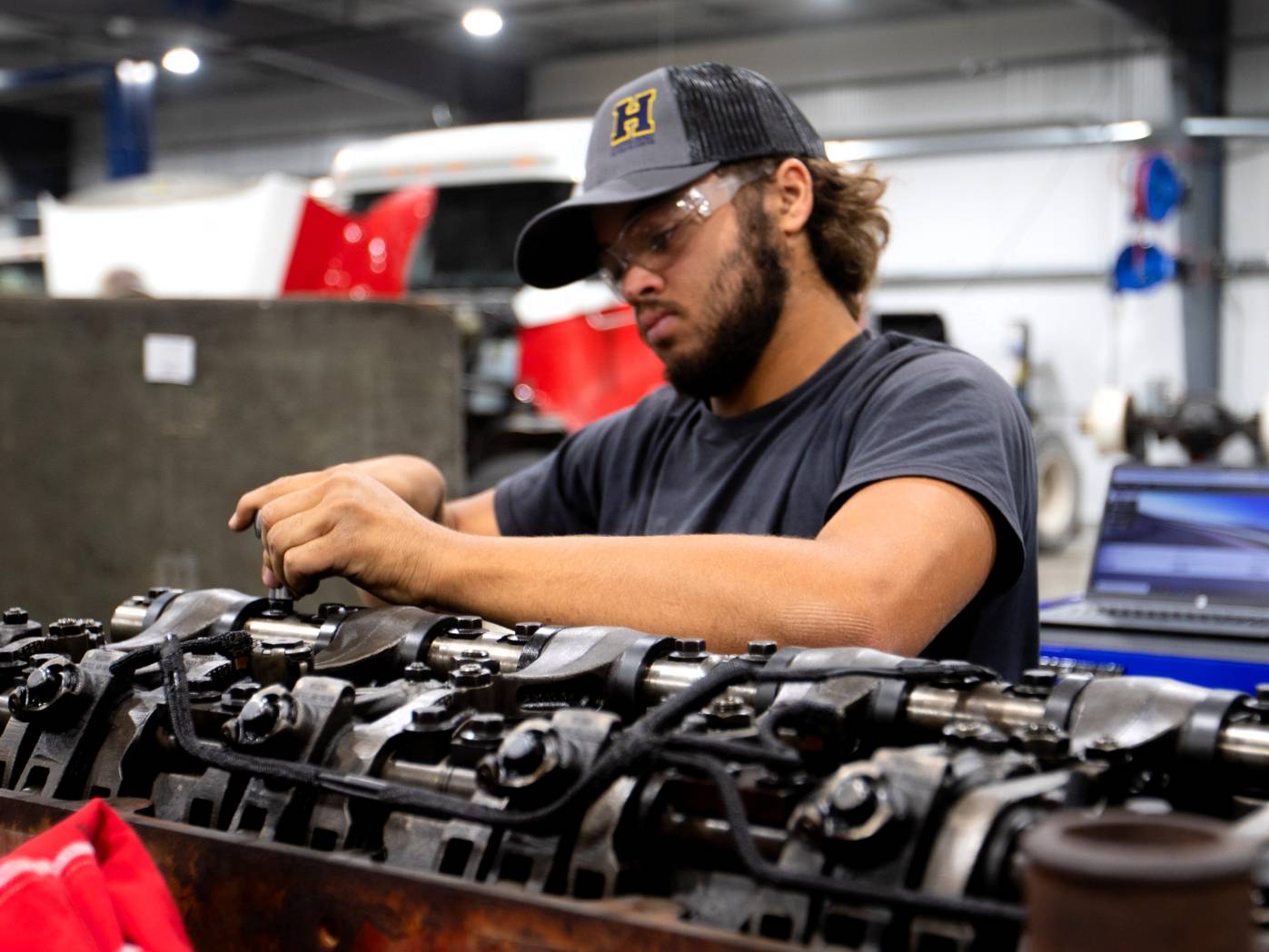 Diesel Student working on a machine. 