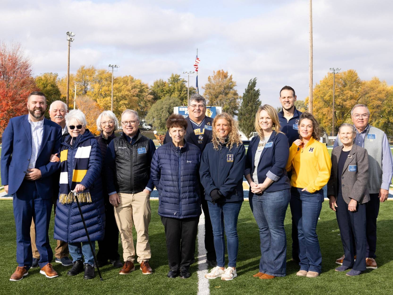 President Bowhay with Alumni Board Members, on the HCC Football field