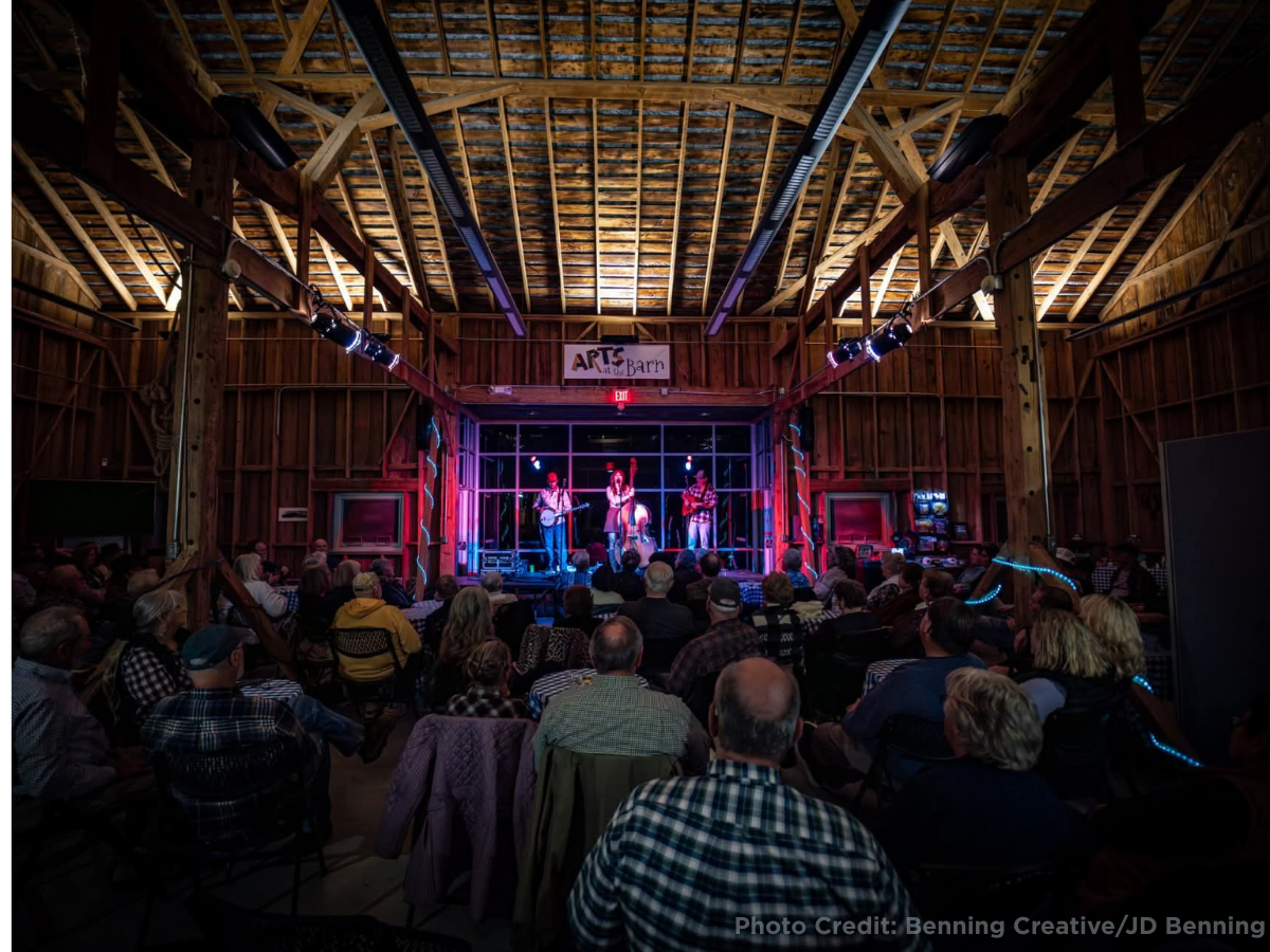 80 Proof Alice band performing with banjo, bass, and guitar. Photo Credit Benning Creative/JD Benning