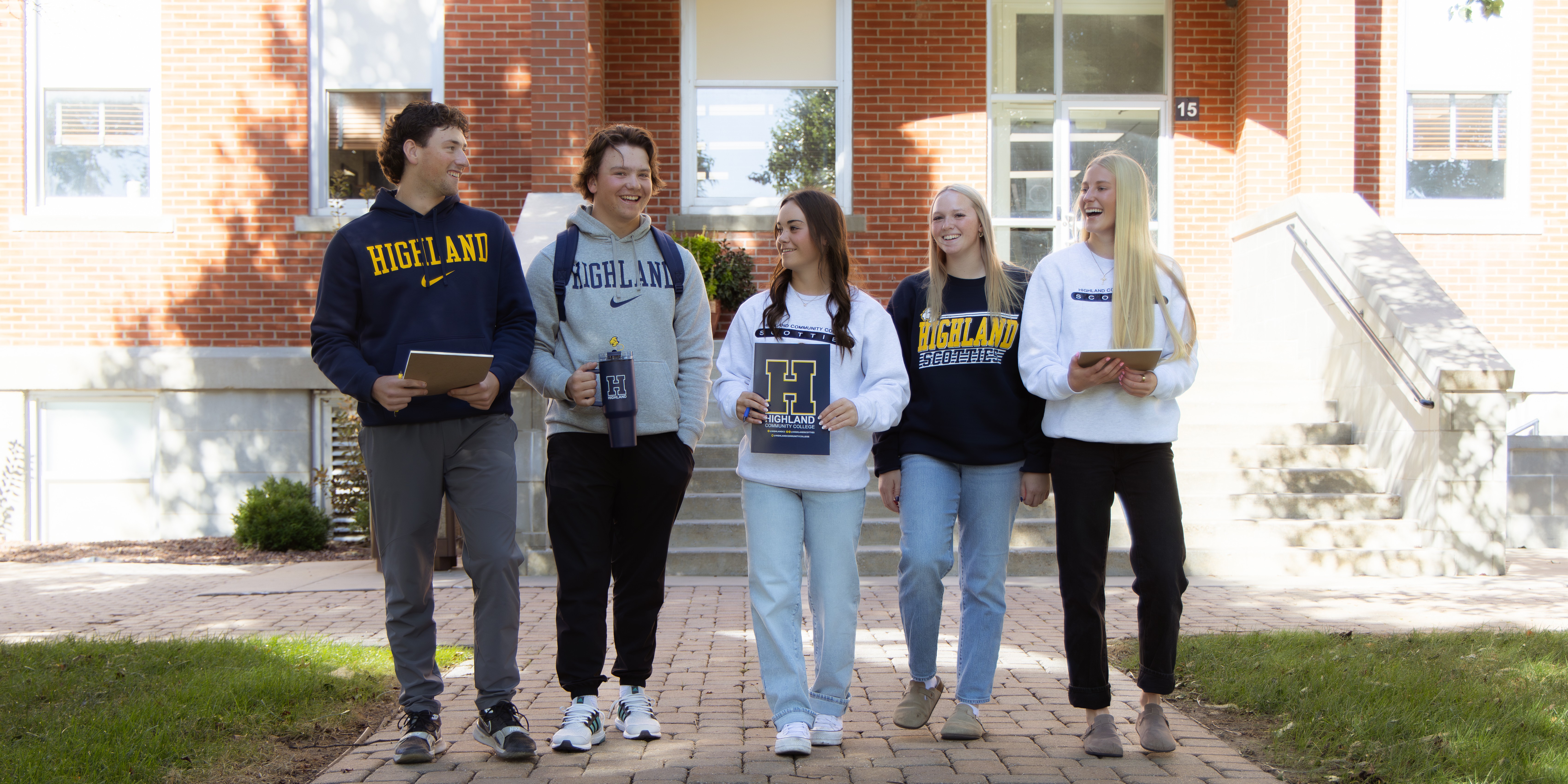 Group of 5 Students Walking Outside