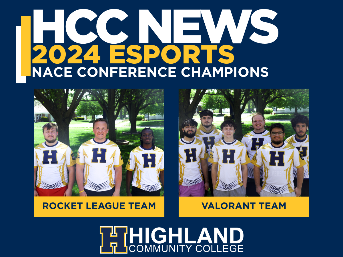HCC News 2024 Esports NACE Conference Champions Rocket League Team and Valorant Team