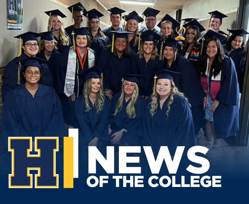 News of the College, nursing students at HCCTC pose as a group at graduation commencement. 